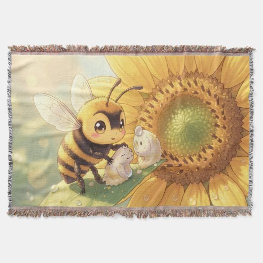 Goldene Hummel im Blütentanz.4 スローブランケット (正面)
