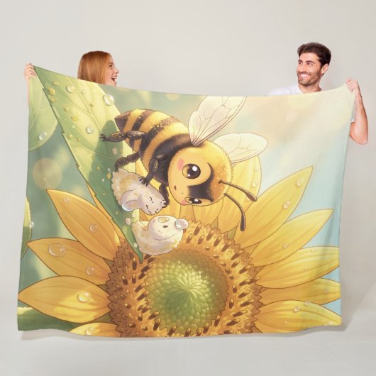 Goldene Hummel im Blütentanz.4 フリースブランケット (インサイチュ)