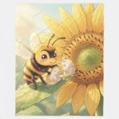 Goldene Hummel im Blütentanz.4 フリースブランケット (正面)