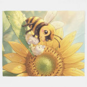 Goldene Hummel im Blütentanz.4 フリースブランケット (正面(横))