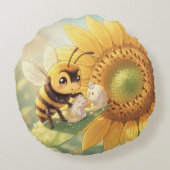 Goldene Hummel im Blütentanz.4 ラウンドクッション (裏面)