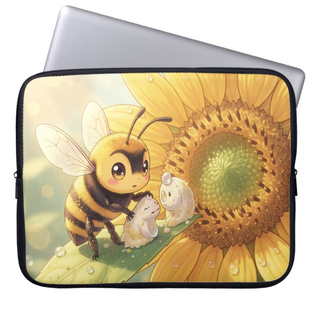 Goldene Hummel im Blütentanz.4 ラップトップスリーブ (正面)