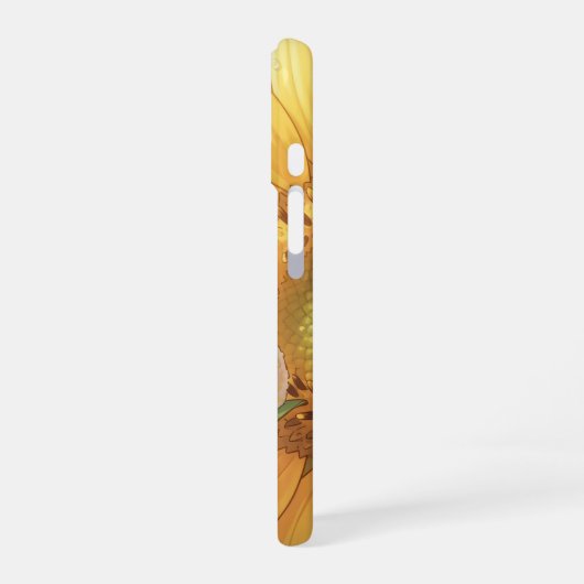 Goldene Hummel im Blütentanz.4 iPhone 16ケース (左側面)