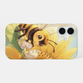 Goldene Hummel im Blütentanz.4 iPhone 16ケース (裏面横)