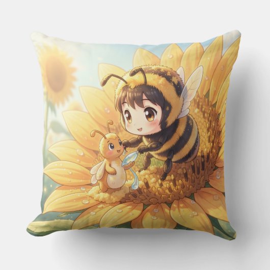 Goldene Hummel im Blütentanz.7 クッション (正面)