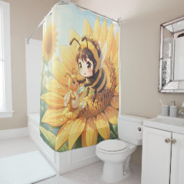 Goldene Hummel im Blütentanz.7 シャワーカーテン