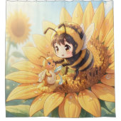 Goldene Hummel im Blütentanz.7 シャワーカーテン (正面)
