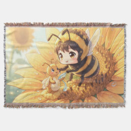 Goldene Hummel im Blütentanz.7 スローブランケット