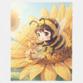 Goldene Hummel im Blütentanz.7 フリースブランケット (正面)