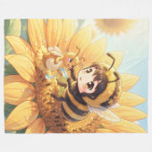 Goldene Hummel im Blütentanz.7 フリースブランケット (正面(横))