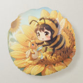 Goldene Hummel im Blütentanz.7 ラウンドクッション (裏面)