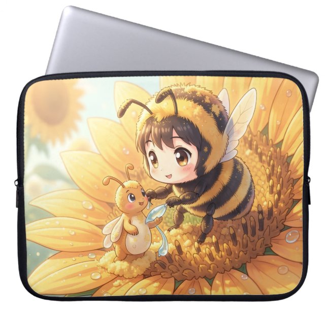 Goldene Hummel im Blütentanz.7 ラップトップスリーブ (正面)