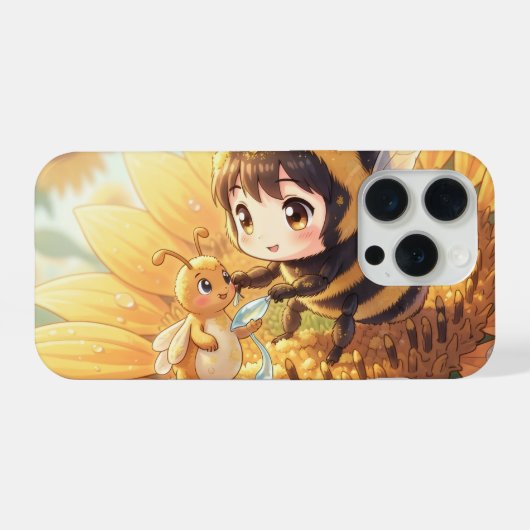 Goldene Hummel im Blütentanz.7 iPhoneケース (裏面横)