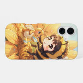 Goldene Hummel im Blütentanz.7 iPhone 16ケース (裏面横)
