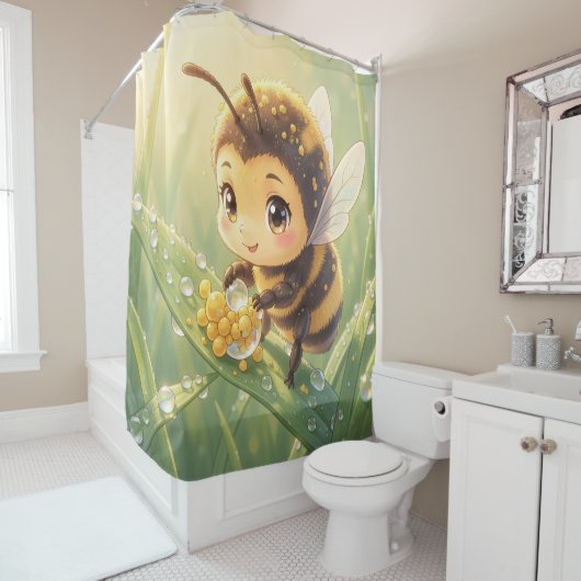 Goldene Hummel im Blütentanz.8 シャワーカーテン (インサイチュ)