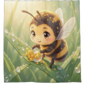 Goldene Hummel im Blütentanz.8 シャワーカーテン (正面)