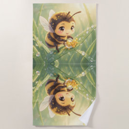 Goldene Hummel im Blütentanz.8 ビーチタオル