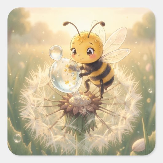 Goldene Hummel im Blütentanz.9 スクエアシール (正面)