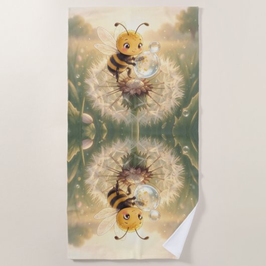 Goldene Hummel im Blütentanz.9 ビーチタオル (正面)