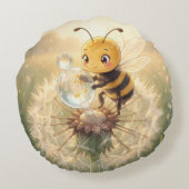 Goldene Hummel im Blütentanz.9 ラウンドクッション (裏面)