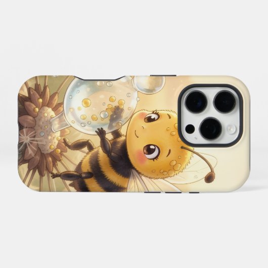 Goldene Hummel im Blütentanz.9 iPhoneケース (裏面横)
