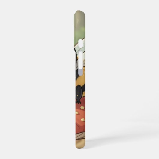 Goldene Hummel im Blütentanz iPhone 16ケース (左側面)
