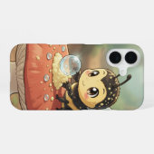Goldene Hummel im Blütentanz iPhone 16ケース (裏面横)