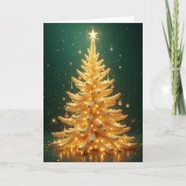 Goldener Weihnachtsbaum mit Ornamenten カード