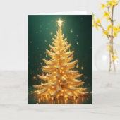 Goldener Weihnachtsbaum mit Ornamenten カード (黄色い花)