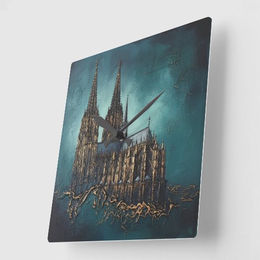 Goldenes Echo des Doms スクエア壁時計 (傾斜)