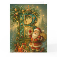 Goldenes Initial B mit Weihnachtsmann und Krone