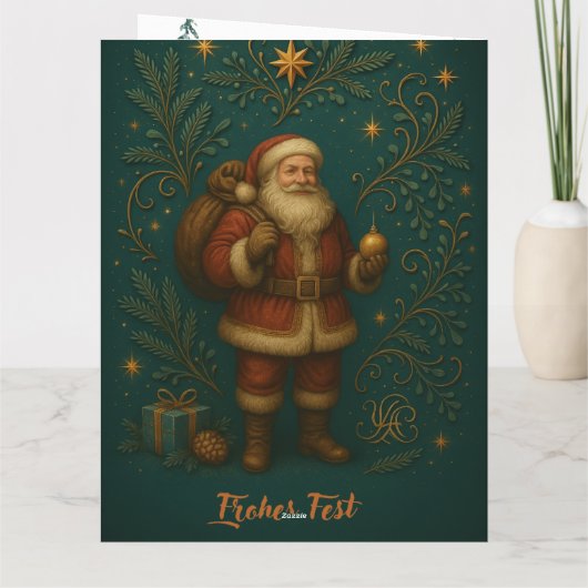 Goldenes Initial D mit Weihnachtsmann und Krone  カード (裏面)