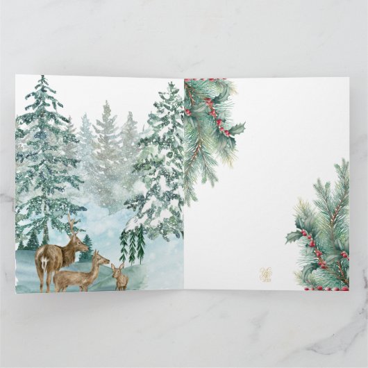  Goldenes Initial  G mit Weihnachtsmann und Krone カード (内部)