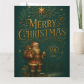  Goldenes Initial  G mit Weihnachtsmann und Krone カード (裏面)