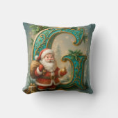  Goldenes Initial  G mit Weihnachtsmann und Krone クッション (正面)