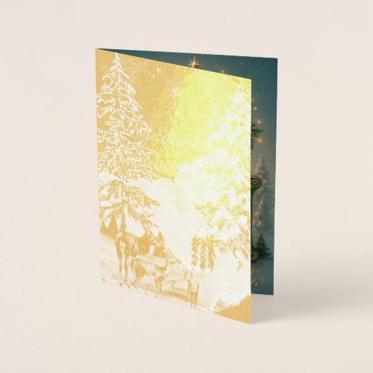  Goldenes Initial  G mit Weihnachtsmann und Krone 箔カード (正面)