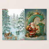 Goldenes Initial  G mit Weihnachtsmann und Krone 箔カード (内部)