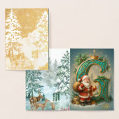  Goldenes Initial  G mit Weihnachtsmann und Krone 箔カード (ディスプレー)