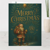 Goldenes Initial H mit Weihnachtsmann und Krone カード (裏面)