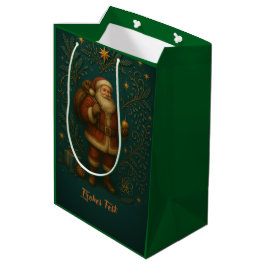 Goldenes Initial H mit Weihnachtsmann und Krone ミディアムペーパーバッグ