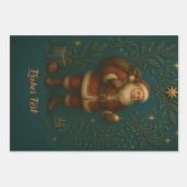 Goldenes Initial H mit Weihnachtsmann und Krone ラッピングペーパーシート (正面2)