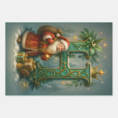 Goldenes Initial H mit Weihnachtsmann und Krone ラッピングペーパーシート (正面)