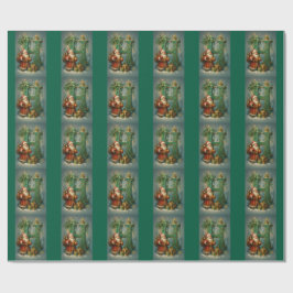 Goldenes Initial H mit Weihnachtsmann und Krone ラッピングペーパー