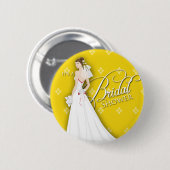Goldenrodおよび白いヴィンテージのブライダルシャワーPin 缶バッジ (正面&裏面)