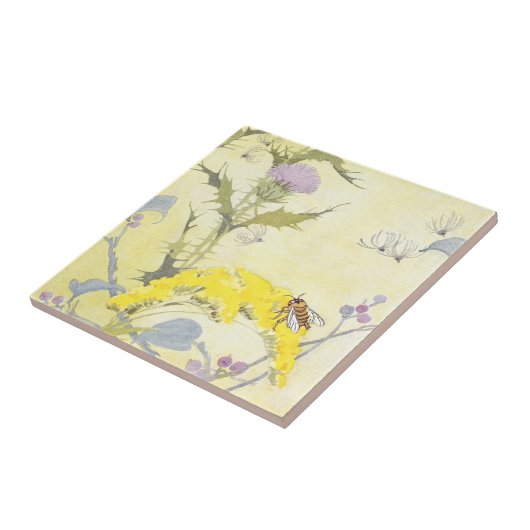 Goldenrodのアザミそして蜂 タイル (側面)