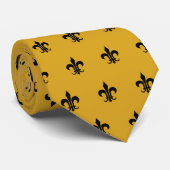 Goldenrodネクタイで黒いクラシックな（紋章の）フラ・ダ・リ ネクタイ (ロール)