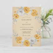 Goldenrod Grey Artistic Vintage Wedding 招待状 (スタンド正面)