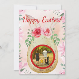 Golder Easter egg with photo 招待状