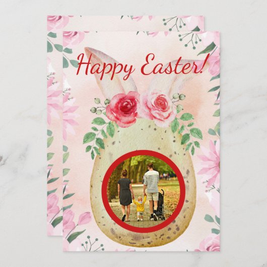 Golder Easter egg with photo 招待状 (正面/裏面)