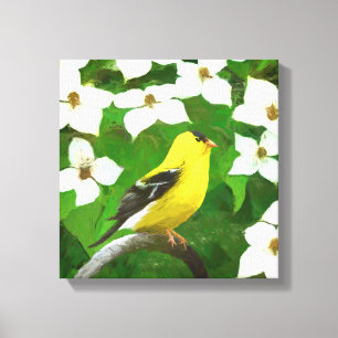 Goldfinch 絵画's – かわいいオリジナルドッグアート キャンバスプリント